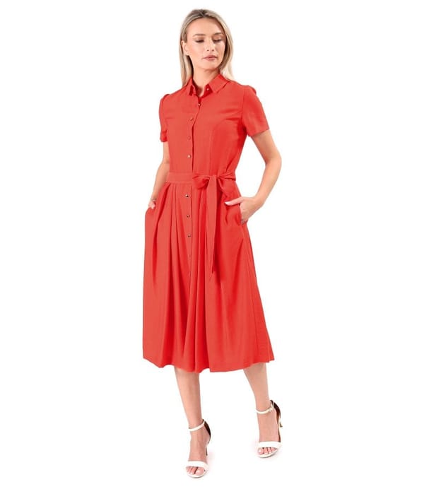 Rochie eleganta tip camasa din viscoza usor creponata