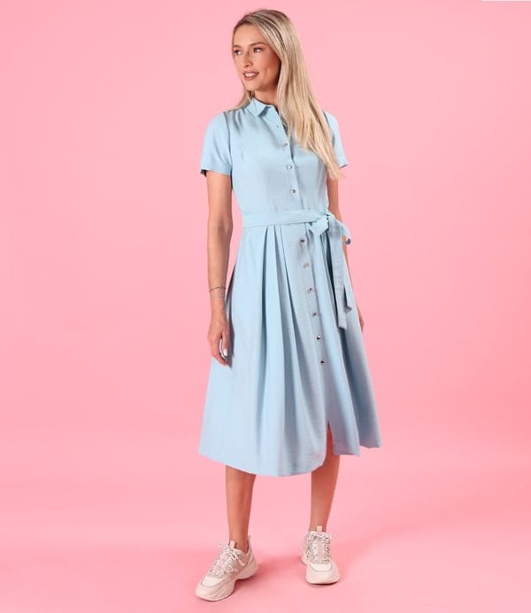 Rochie eleganta tip camasa din viscoza usor creponata