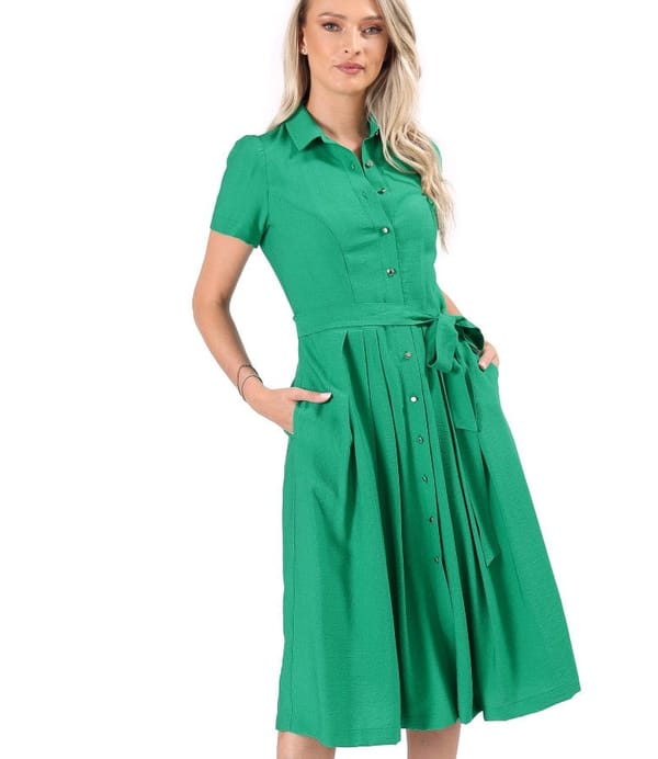 Rochie eleganta tip camasa din viscoza usor creponata