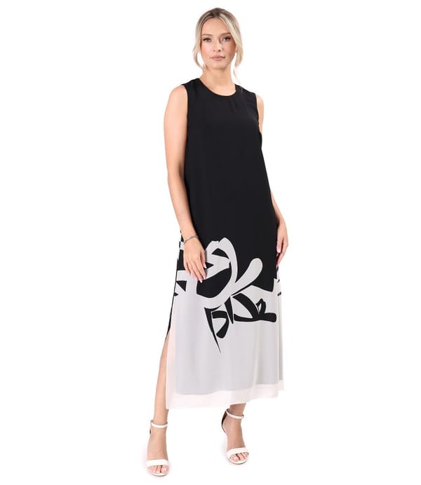 Rochie eleganta lunga din voal imprimat
