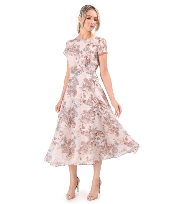 Rochie eleganta cu tencel imprimat cu motive paisley