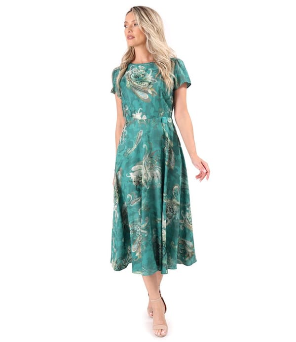 Rochie midi eleganta din viscoza imprimata