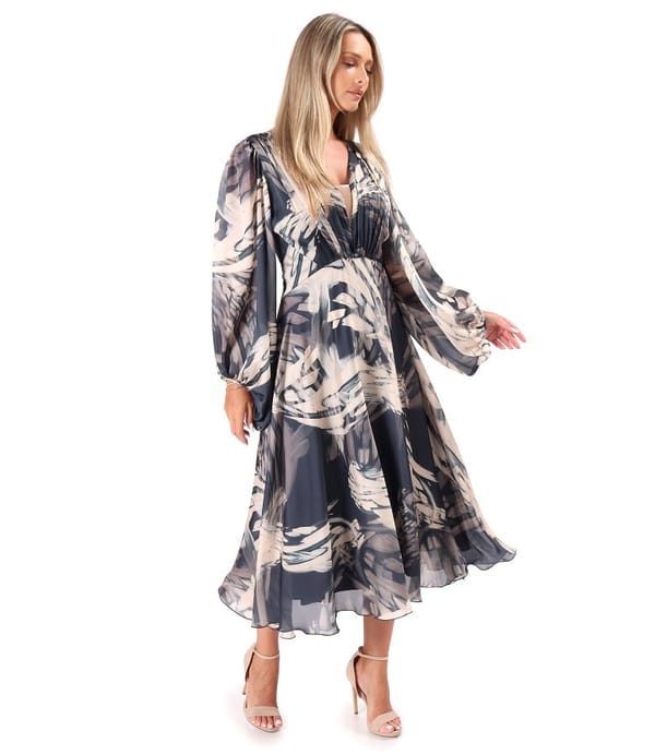 Rochie de seara din voal imprimat