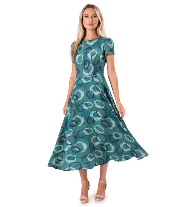 Rochie midi eleganta din viscoza imprimata