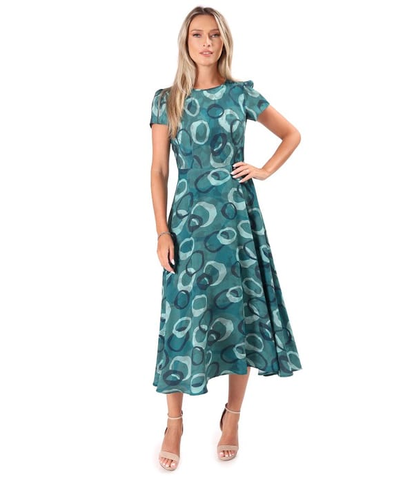 Rochie midi eleganta din viscoza imprimata