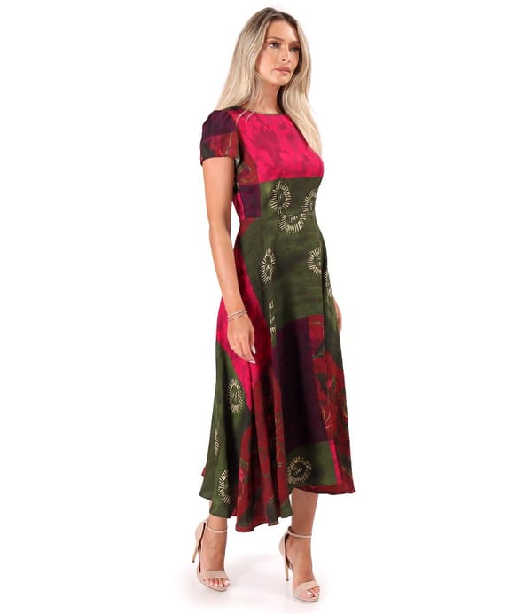 Rochie midi eleganta din viscoza imprimata