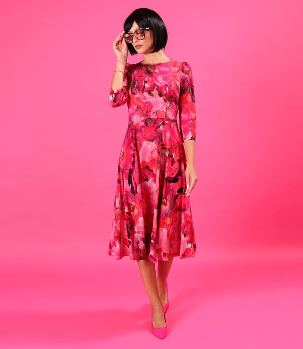 Rochie eleganta din viscoza imprimata cu motive florale