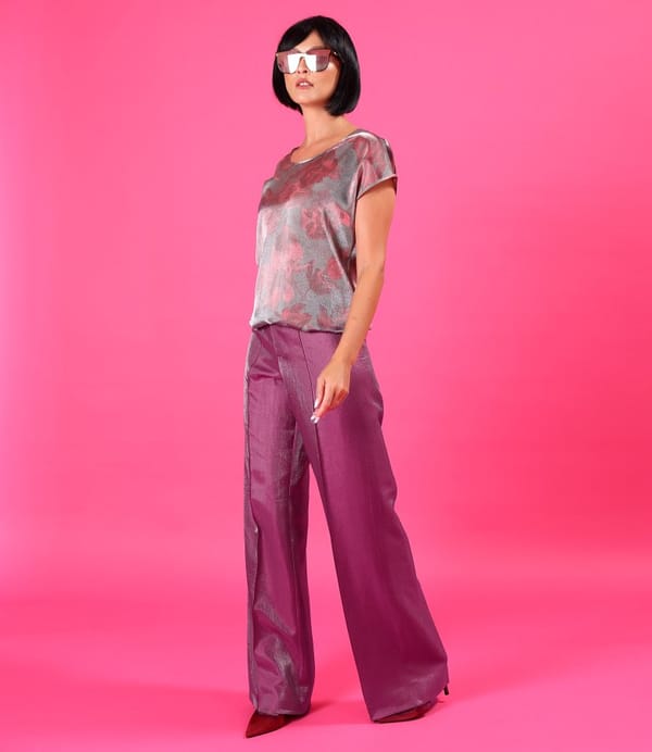 Bluza eleganta din organza plina de viscoza cu efect metalizat