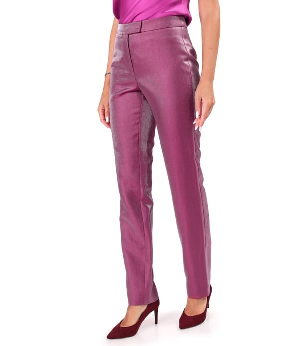Pantaloni pana din tesatura cu aspect satinat