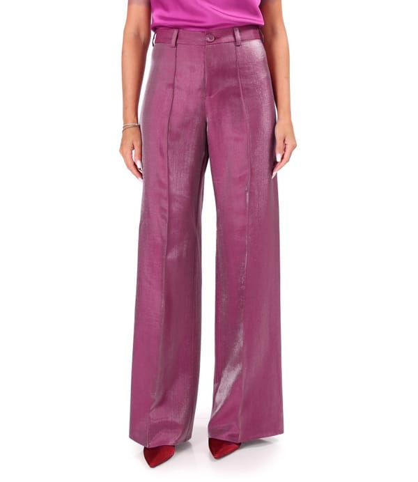 Pantaloni largi din tesatura cu aspect satinat