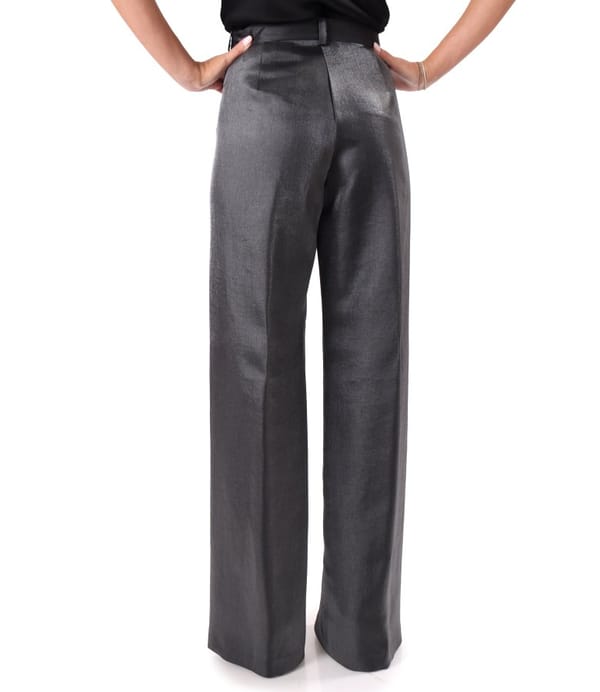Pantaloni largi din tesatura cu aspect satinat
