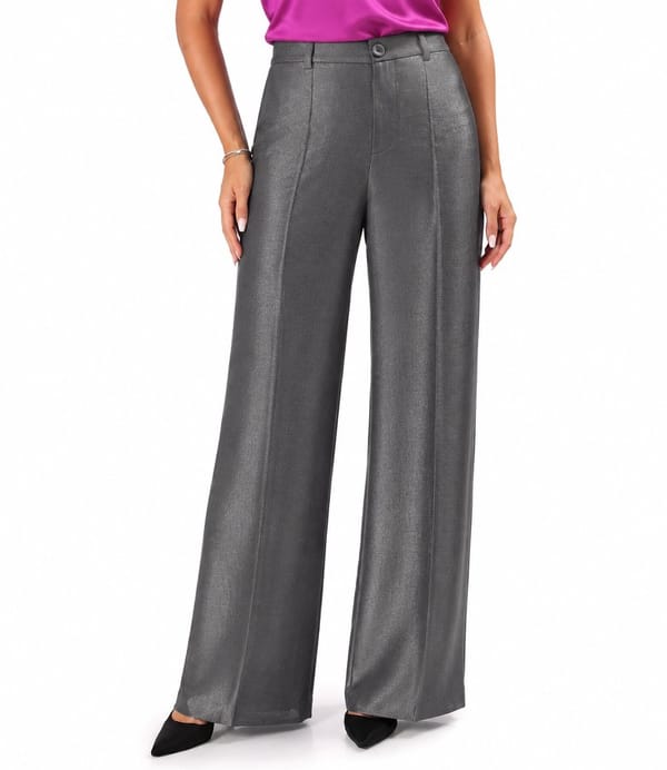Pantaloni largi din tesatura cu aspect satinat