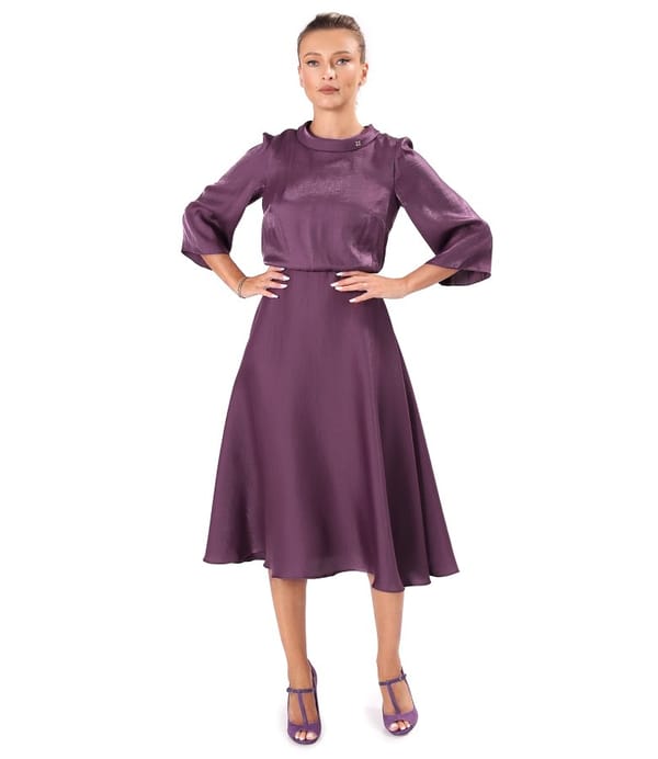 Rochie midi din tesatura satinata