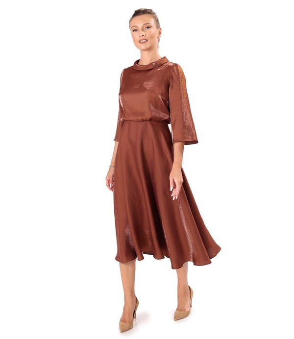Rochie midi din tesatura satinata