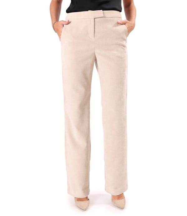 Pantaloni drepti din stofa groasa cu lycra si viscoza