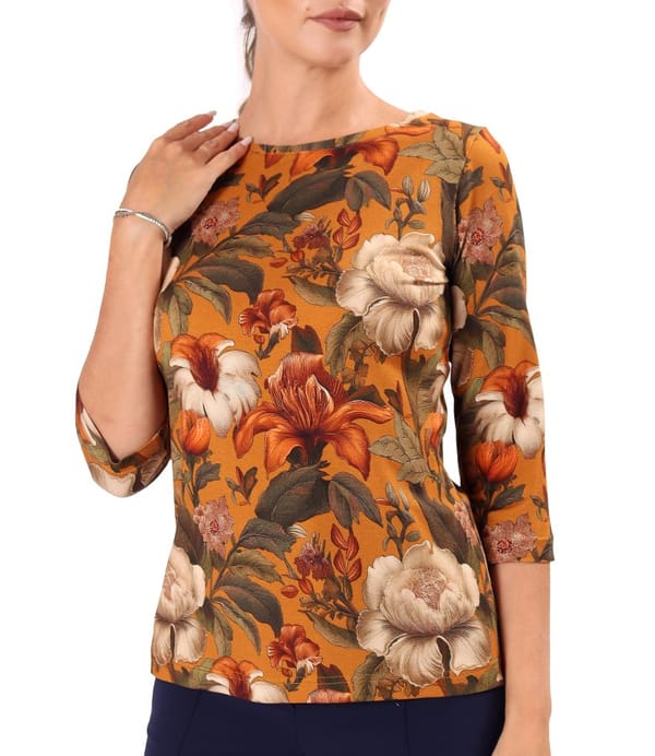 Bluza din jerse elastic de viscoza imprimat cu motive florale