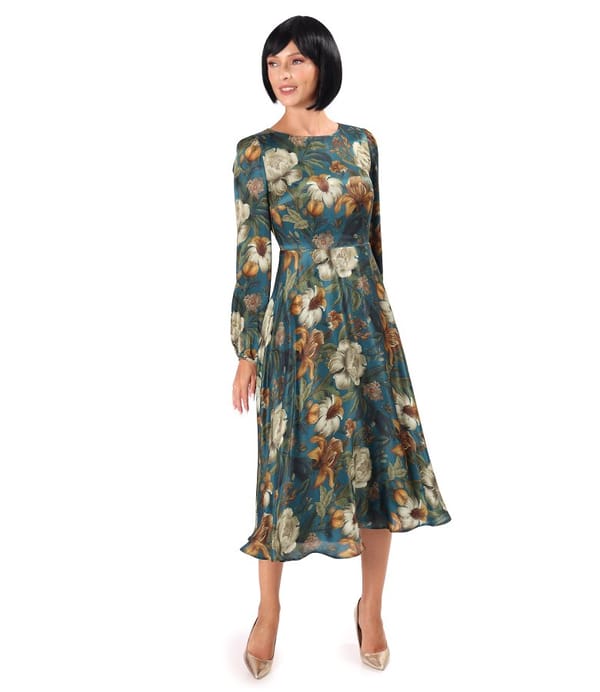 Rochie midi eleganta din viscoza cu matase naturala