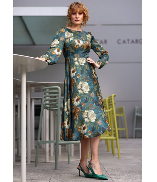 Rochie midi eleganta din viscoza cu matase naturala
