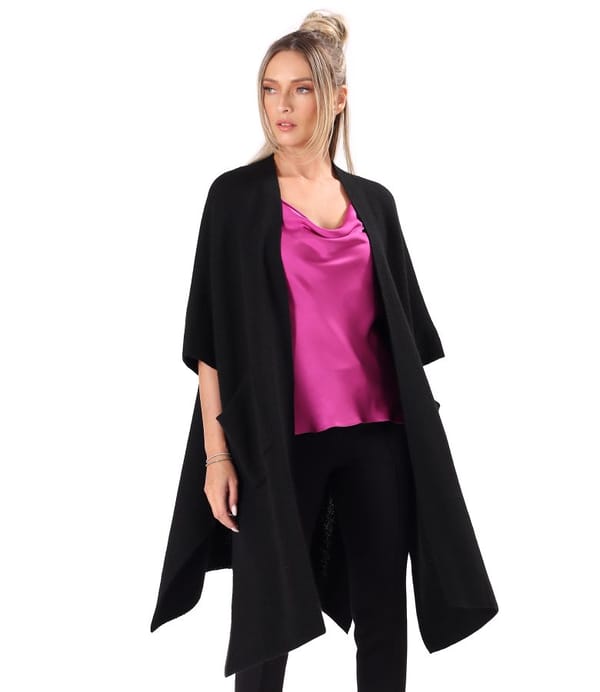 Cardigan lung tricotat cu lana si alpaca