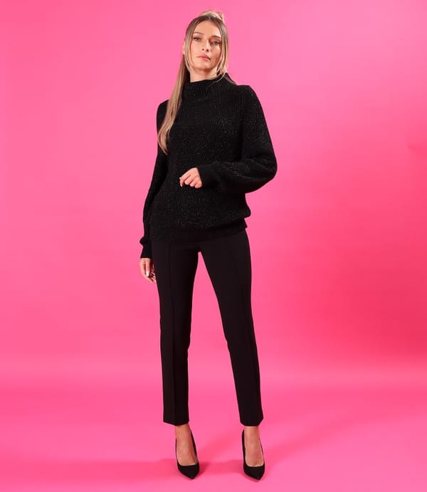 Pulover tricotat cu pantaloni pana
