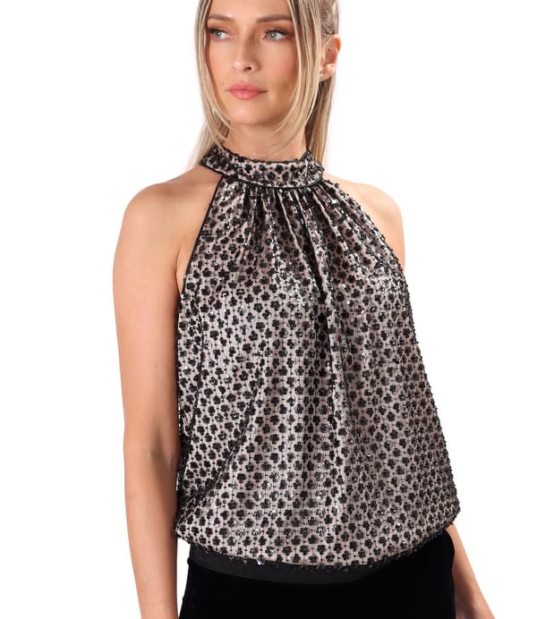 Bluza eleganta din paiete si margele