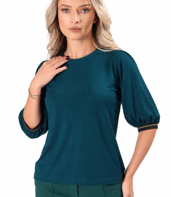 Bluza eleganta din jerse elastic cu maneci 3/4
