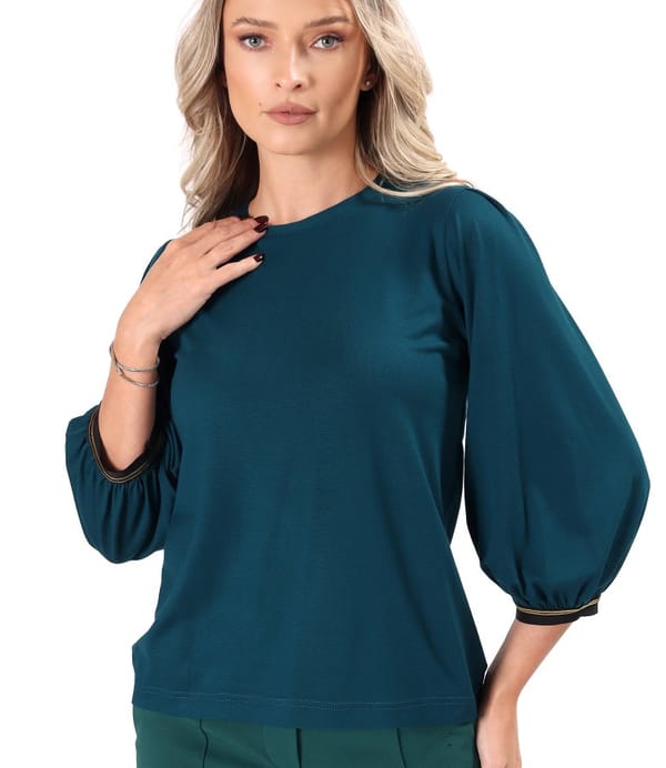 Bluza eleganta din jerse elastic cu maneci 3/4