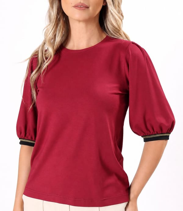 Bluza eleganta din jerse elastic cu maneci 3/4