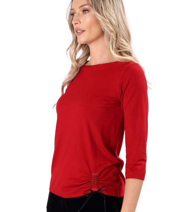 Bluza din jerse elastic uni cu snur in partea de jos