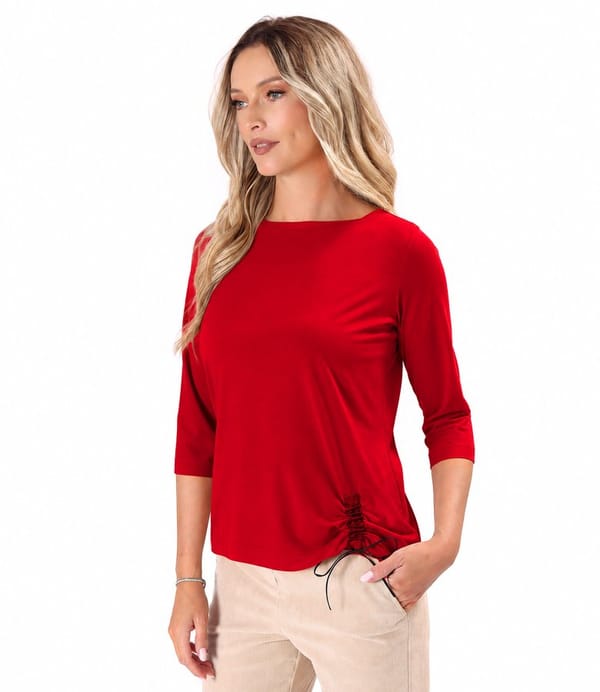 Bluza din jerse elastic uni cu snur in partea de jos