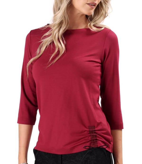 Bluza din jerse elastic uni cu snur in partea de jos
