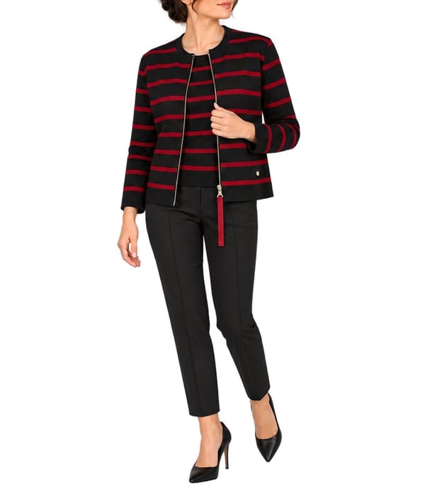 Bluza din jerse elastic cu lana cu fermoar pe fata
