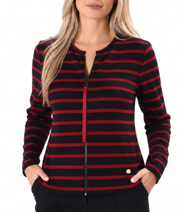 Bluza din jerse elastic cu lana cu fermoar pe fata