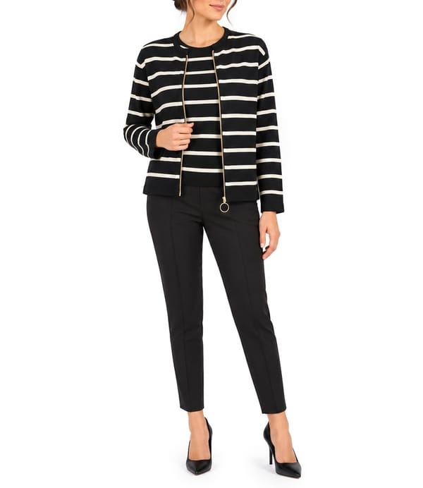 Bluza din jerse elastic cu lana cu fermoar pe fata