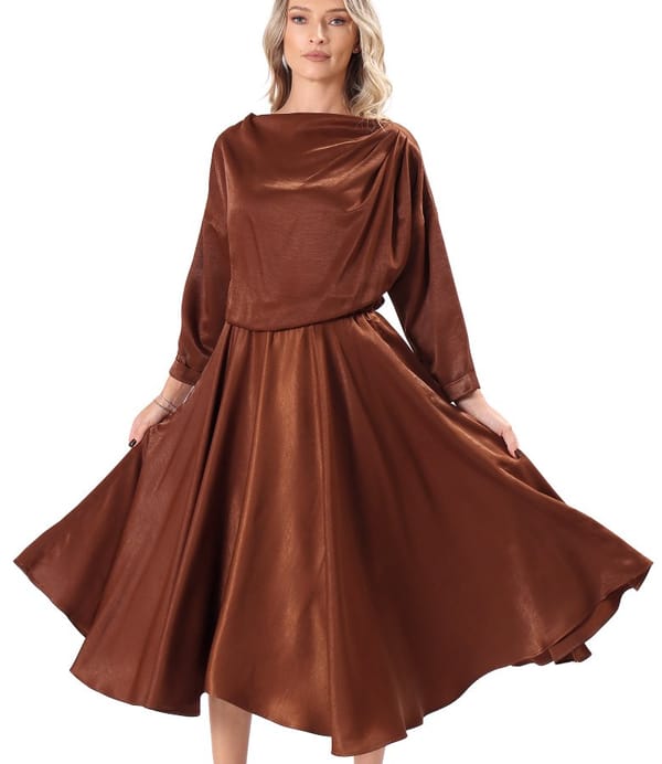 Rochie midi eleganta din tesatura cu viscoza satinata