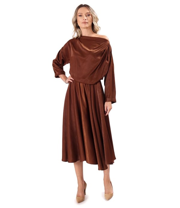 Rochie midi eleganta din tesatura cu viscoza satinata