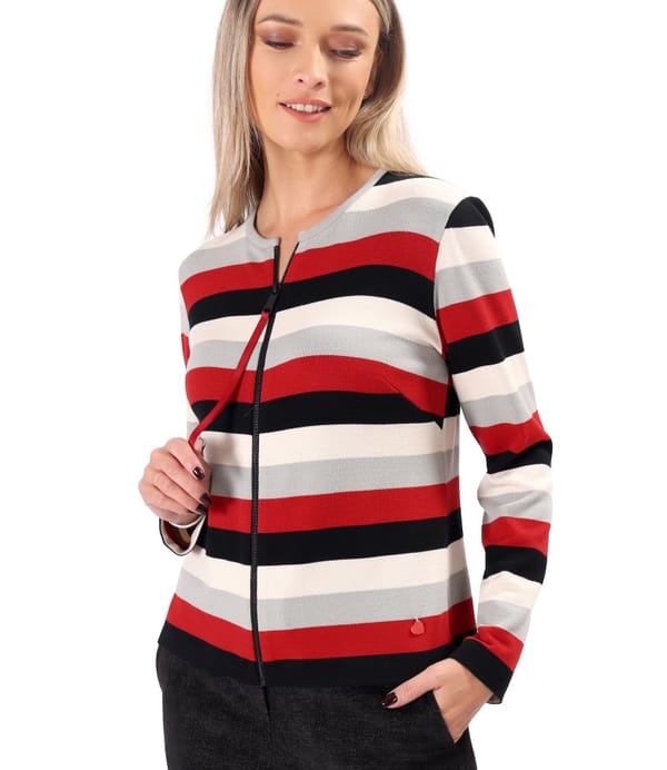 Bluza din jerse elastic cu lana cu fermoar pe fata