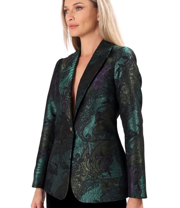 Sacou elegant din brocart cu motive florale