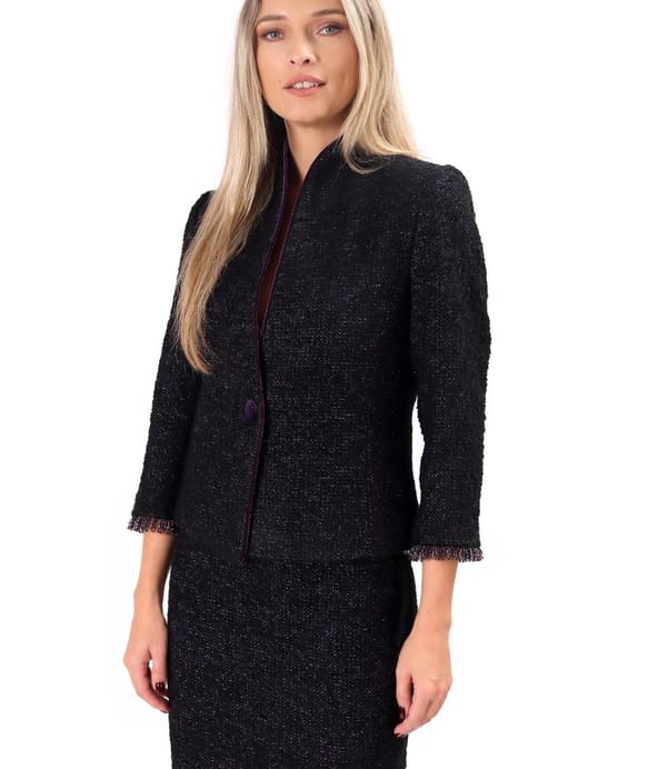 Sacou elegant din bucle cu lana si alpaca cu fir de efect metalizat