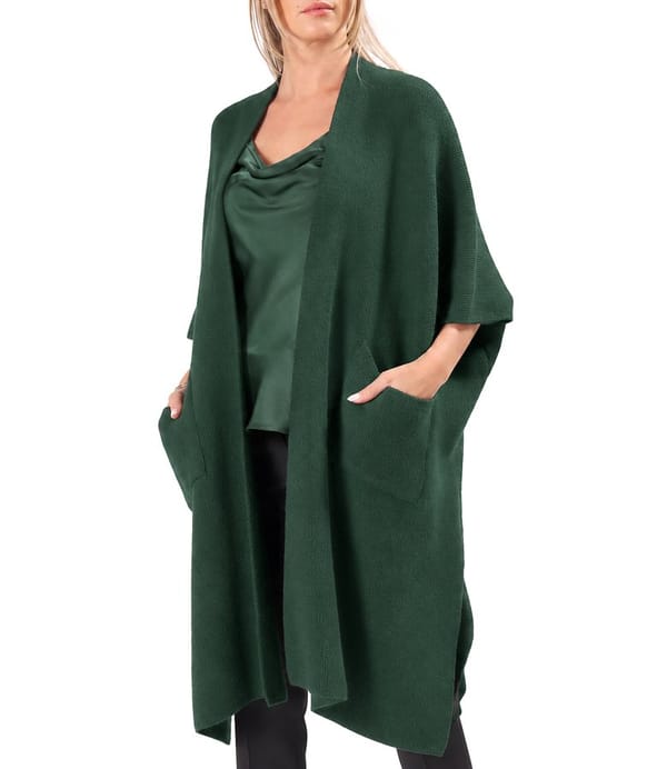 Cardigan lung tricotat cu lana si alpaca