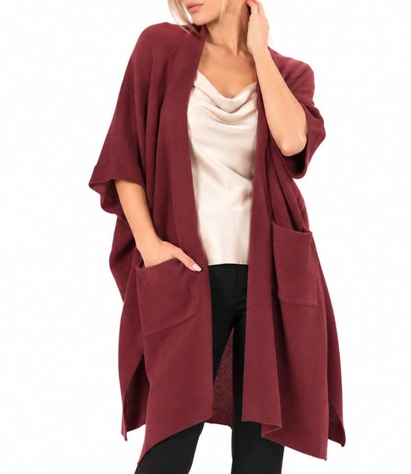 Cardigan lung tricotat cu lana si alpaca