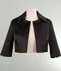 Bolero negru din tesatura satinata elastica