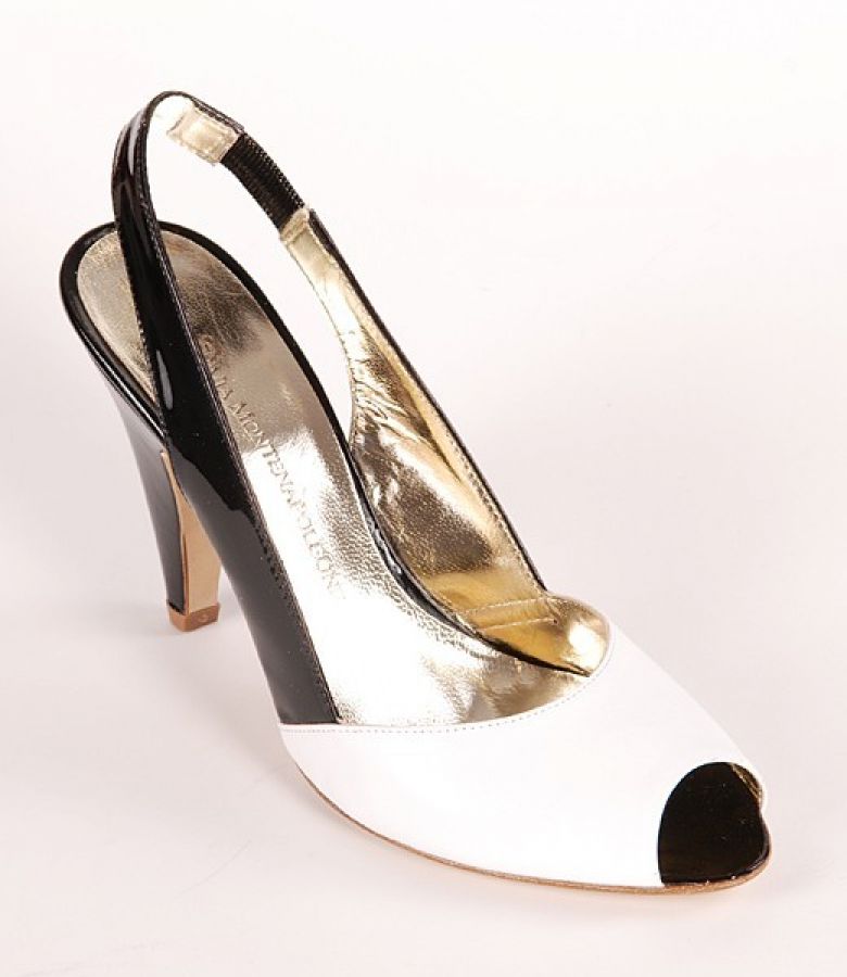 Pantofi Via Montenapoleone Sara combinatie alb - negru 4047
