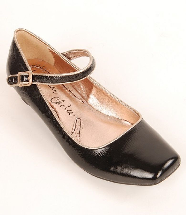 Balerini din piele lacuita neagra Irregular Choice 3585