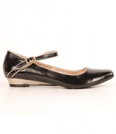 Balerini din piele lacuita neagra Irregular Choice 3585