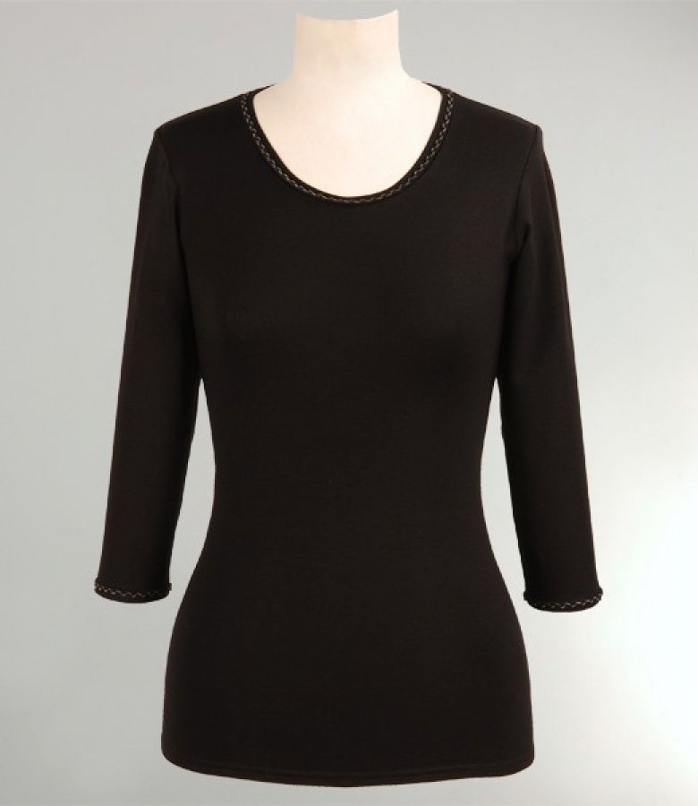 Tricou uni cu garnitura contrast