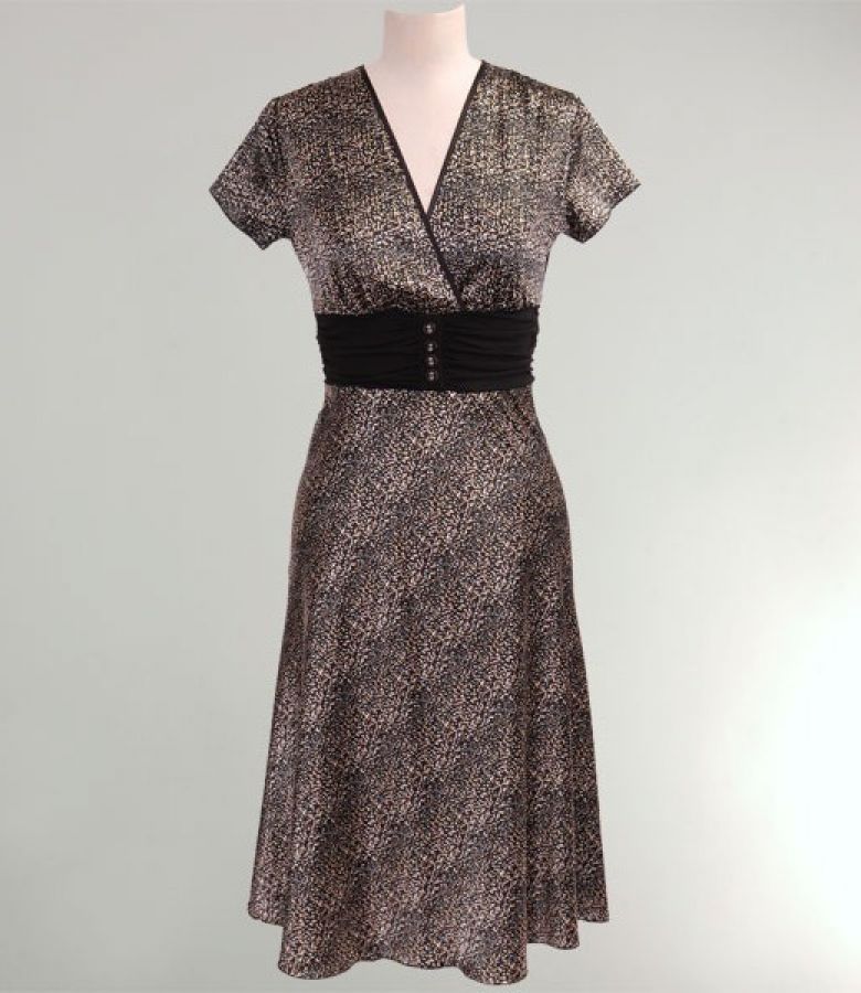 Rochie saten negru cu imprimeu