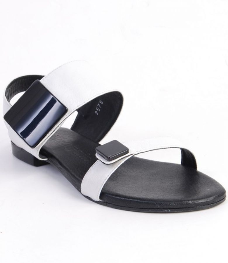 Sandale Again&Again din piele alba 9578