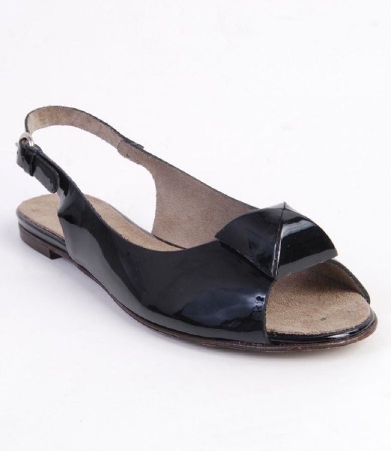 Sandale Sniks din piele lacuita neagra 787