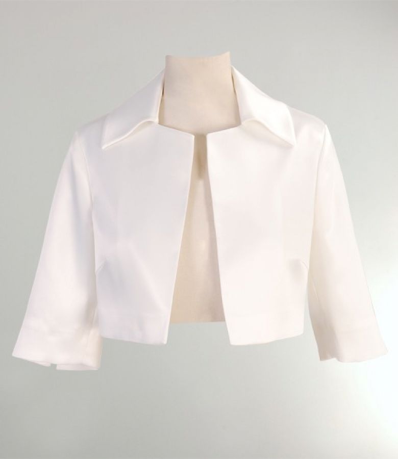 Bolero crem din tesatura satinata elastica